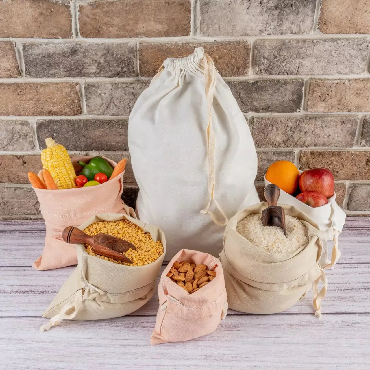 Organic cotton draw string bags