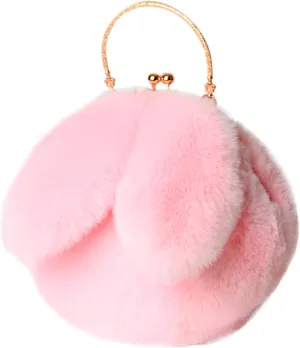 Outdoor Cute Ladies Shoulder Bag Casual Shopping Messenger Bag Round Cat Ear Plush Handbag Womens Small (One Size)
