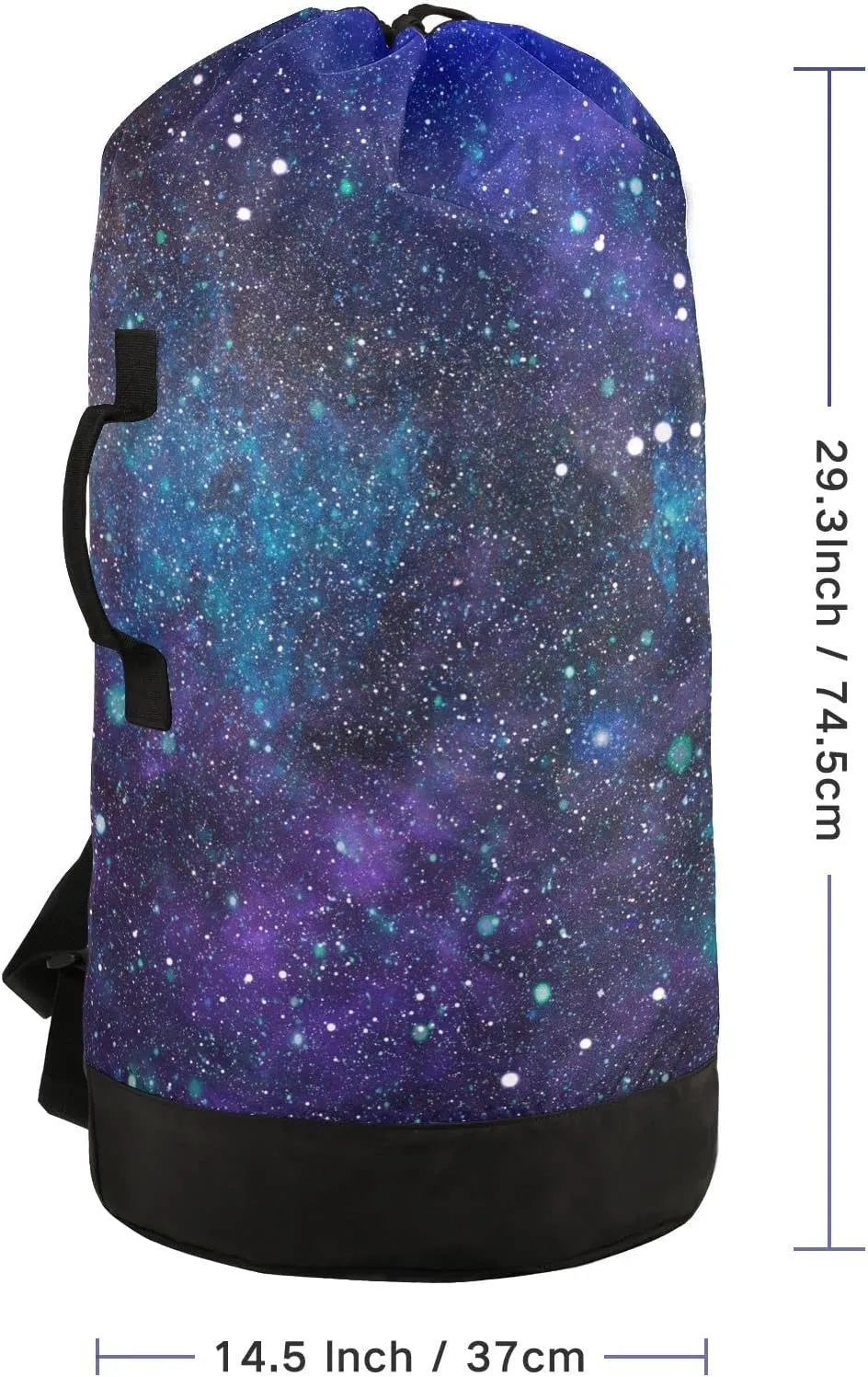 Oyihfvs Purple Blue Galaxy Space with Glitter Stars Outer Space Galaxies Backpack Laundry Bag, Laundry Backpack with Shoulder Straps, Waterproof Nylon Clothes Hamper Bag for Men Women Yoga Backpack
