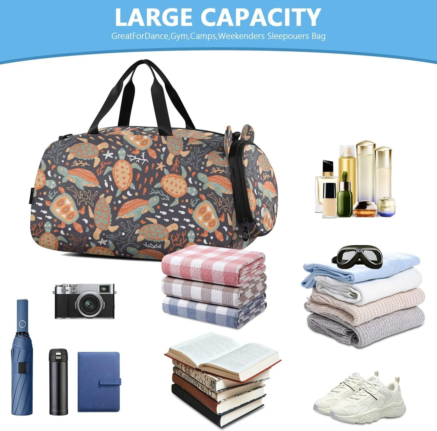 Paisley Gym Duffel Bag with Shoes Compartment Lightweight Sports Overnight Travel Bag for Travel, Sports, Duffel, Weekender