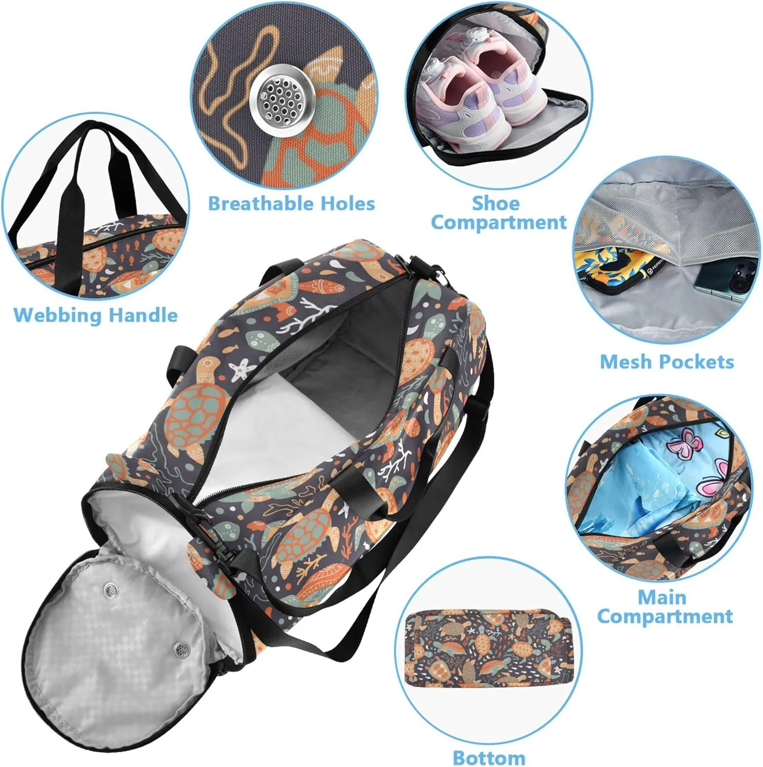 Paisley Gym Duffel Bag with Shoes Compartment Lightweight Sports Overnight Travel Bag for Travel, Sports, Duffel, Weekender