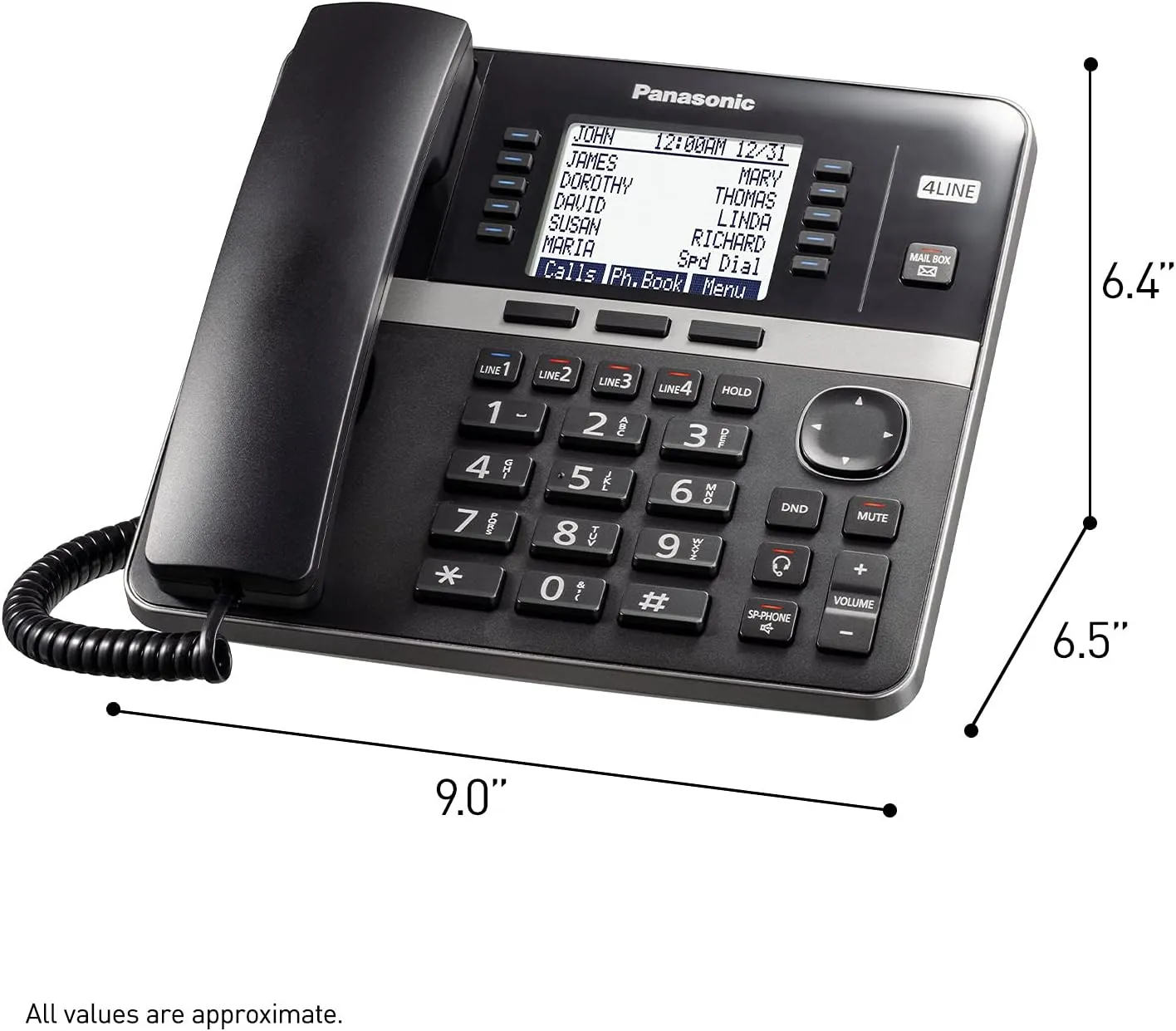 Panasonic Office Phone, Corded Extension Desk Phone Accessory to Connect Wirelessly to Expandable Base Station - KX-TGWA40B (Black)