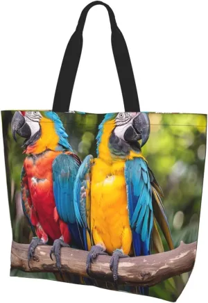 Parrot Print Shoulder Bag Women Casual Handbag Shopping Bag Black One Size, black, Einheitsgröße