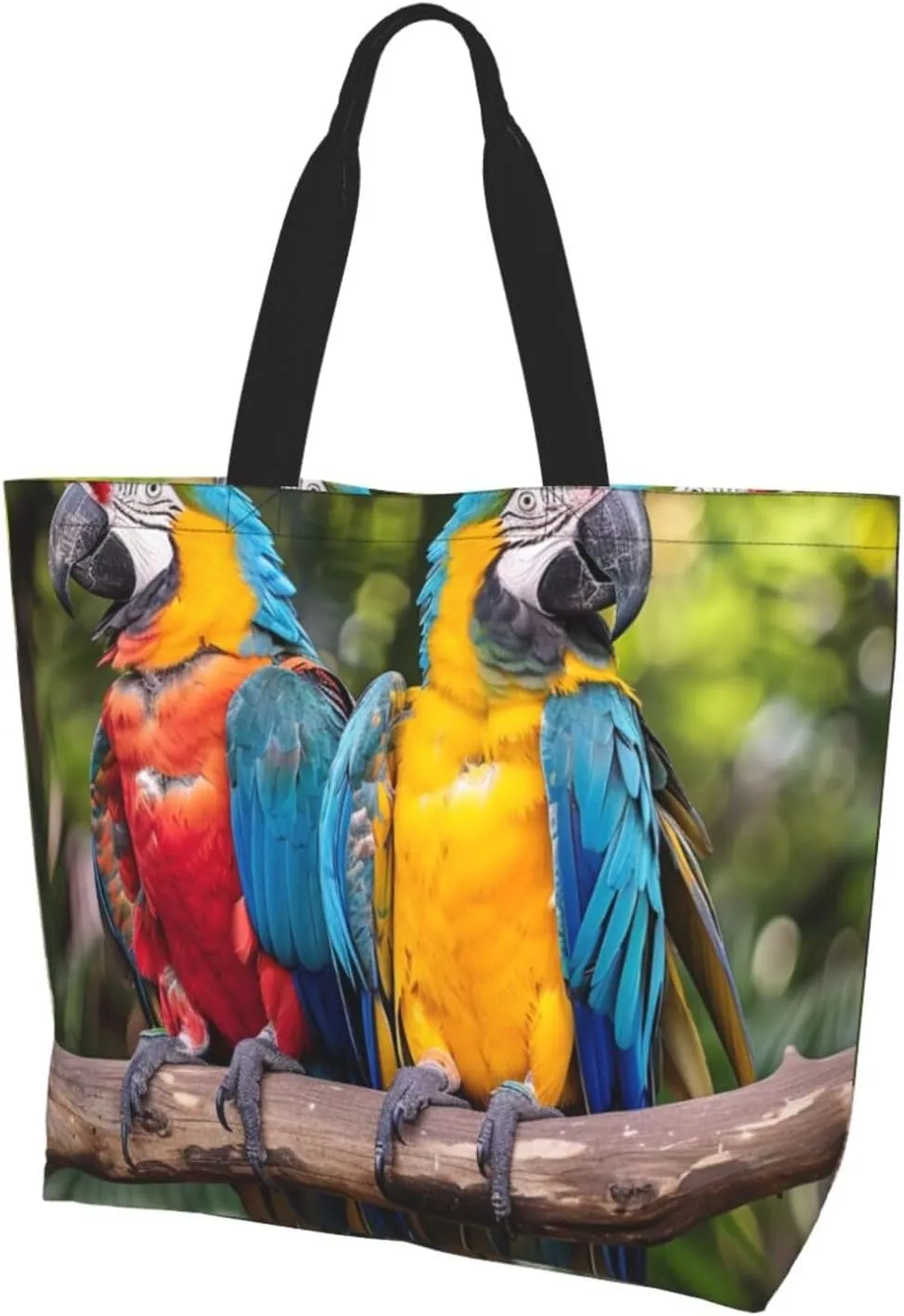 Parrot Print Shoulder Bag Women Casual Handbag Shopping Bag Black One Size, black, Einheitsgröße