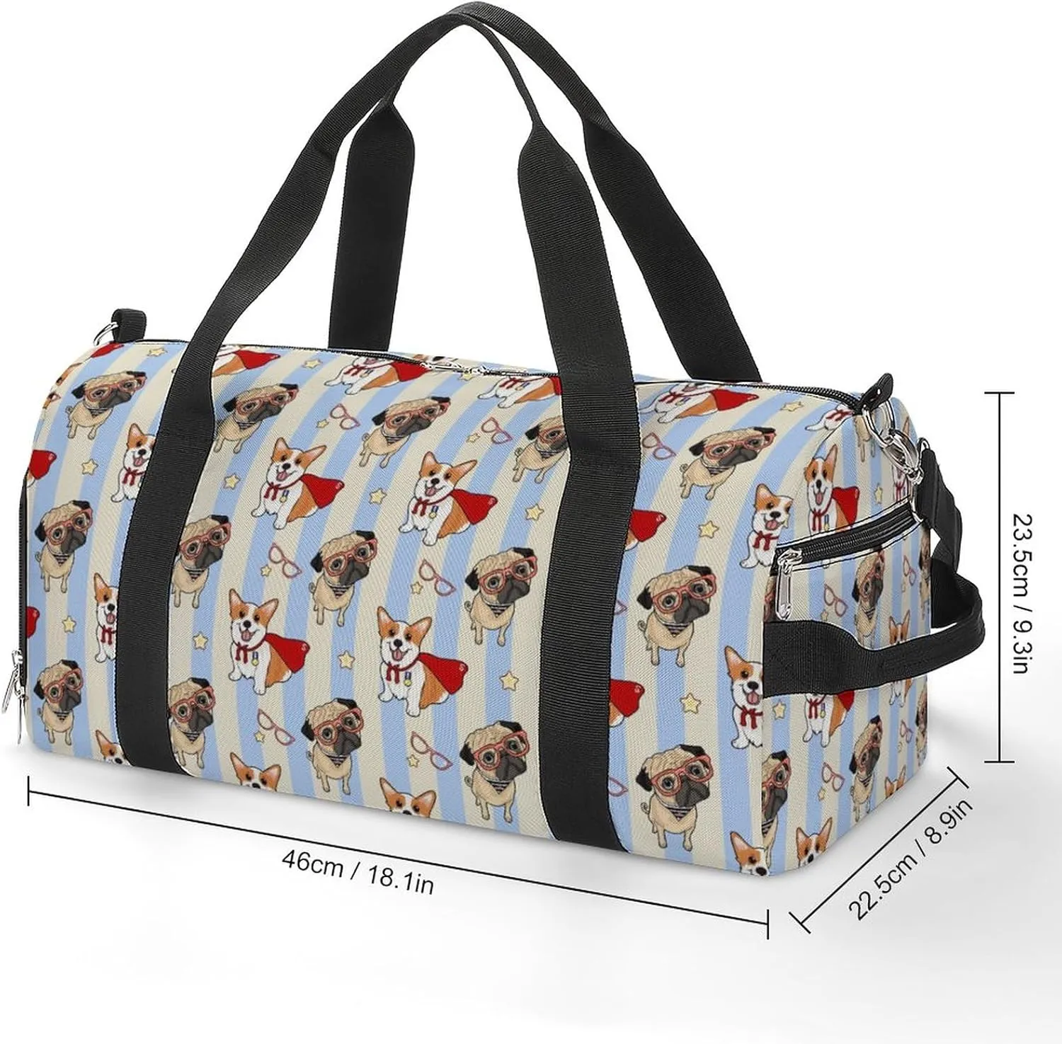 Pattern-dog Sports Tote Gym Bag for Women Men, Overnight Bag with Shoe Compartment Water Resistant