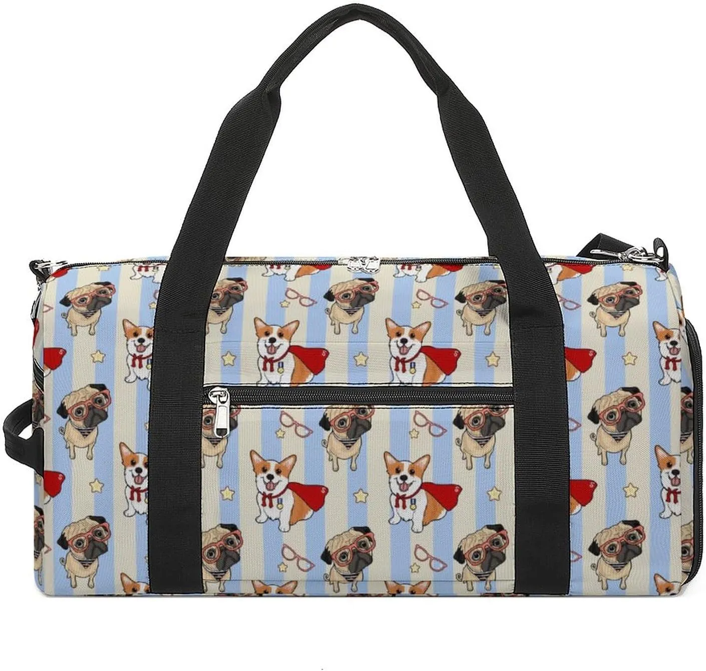 Pattern-dog Sports Tote Gym Bag for Women Men, Overnight Bag with Shoe Compartment Water Resistant