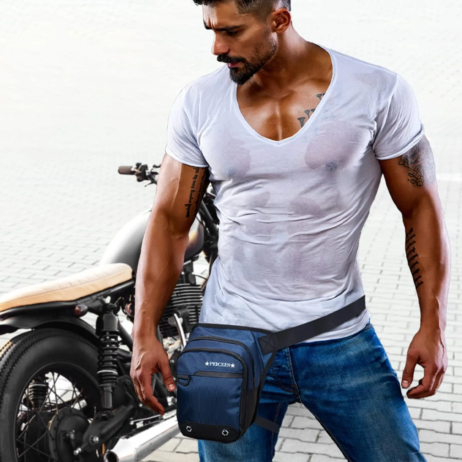 Peicees Drop Leg Bag for Men Women Tacical Waist Pouch Outdoor Thigh Bags Motorcycle Ride Crossbody Backpack Shoulder Fanny Pack Camping Hiking Cycling