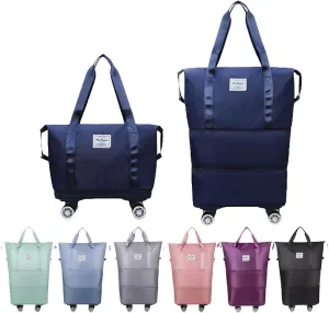 Pepepo Travel Bag with Wheels,2025 new large capacity travel bag - universal wheel removable,travel wheels,Expandable Foldable Duffle,Dry and Wet Separation (Dark Blue)