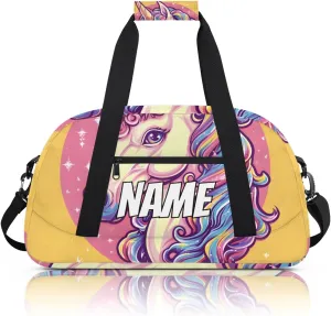 Personalized Custom Gym Bag for Women Men Carry on Cartoon Unicorn Travel Duffel Tote Fantasy Animal Overnight Workout Weekender Bag