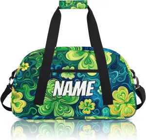 Personalized Custom Gym Bag for Women Men Carry on Clover Leaf Travel Duffel Tote St. Patrick's Day Overnight Workout Weekender Bag