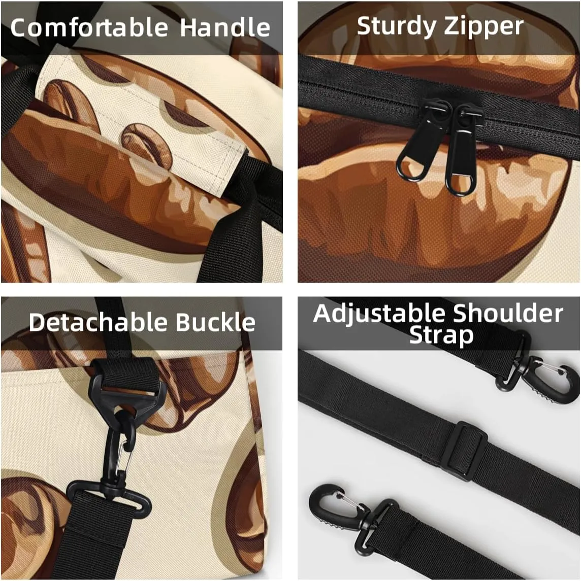Personalized Custom Gym Bag for Women Men Carry on Coffee Beans Travel Duffel Tote Coffee Theme Overnight Workout Weekender Bag