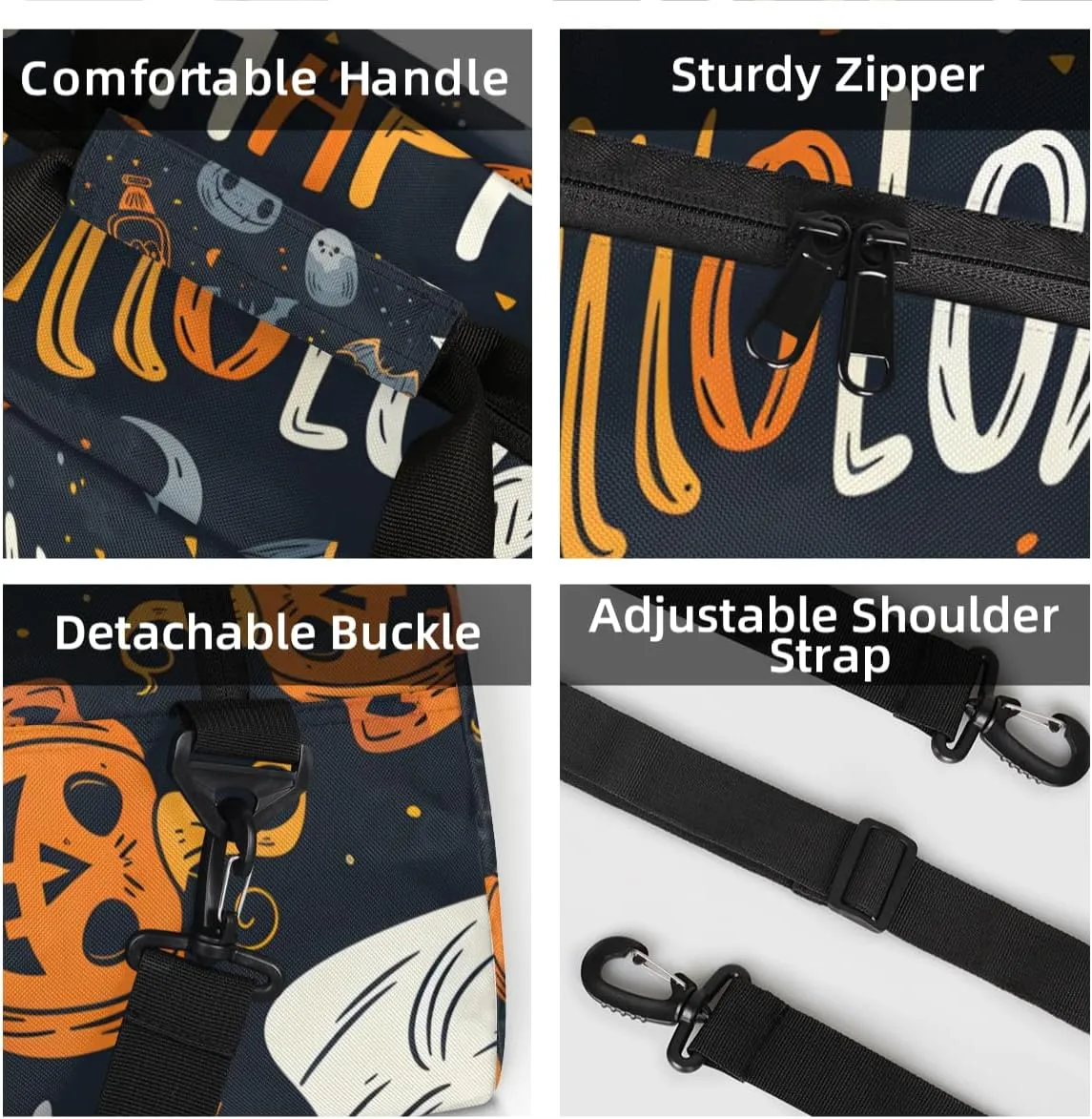 Personalized Custom Gym Bag for Women Men Carry on Halloween Theme Travel Duffel Tote Pumpkin Ghost Overnight Workout Weekender Bag