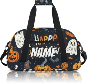 Personalized Custom Gym Bag for Women Men Carry on Halloween Theme Travel Duffel Tote Pumpkin Ghost Overnight Workout Weekender Bag