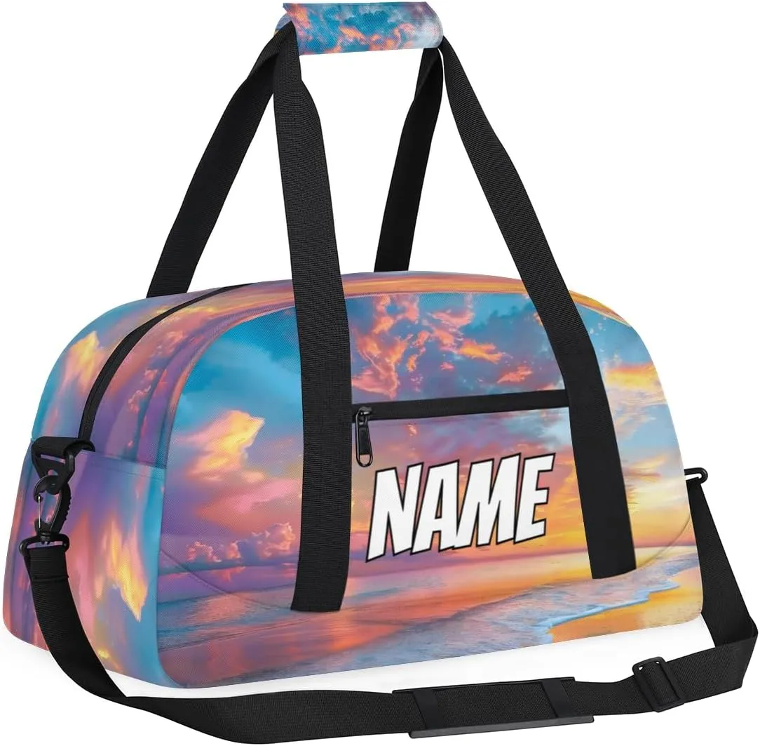 Personalized Custom Gym Bag for Women Men Carry on Hawaiian Ses Travel Duffel Tote Color Sunset Overnight Workout Weekender Bag