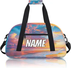 Personalized Custom Gym Bag for Women Men Carry on Hawaiian Ses Travel Duffel Tote Color Sunset Overnight Workout Weekender Bag