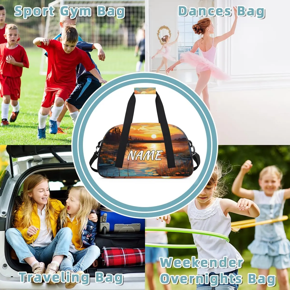 Personalized Custom Gym Bag for Women Men Carry on Sunrise Scenery Travel Duffel Tote Forest River Overnight Workout Weekender Bag