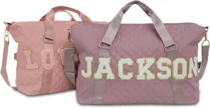 Personalized Dance Duffle Bag, Sports Gym Tote with Chenille Patches, Wet Pocket for Girls, Ballet Gymnastics Weekender