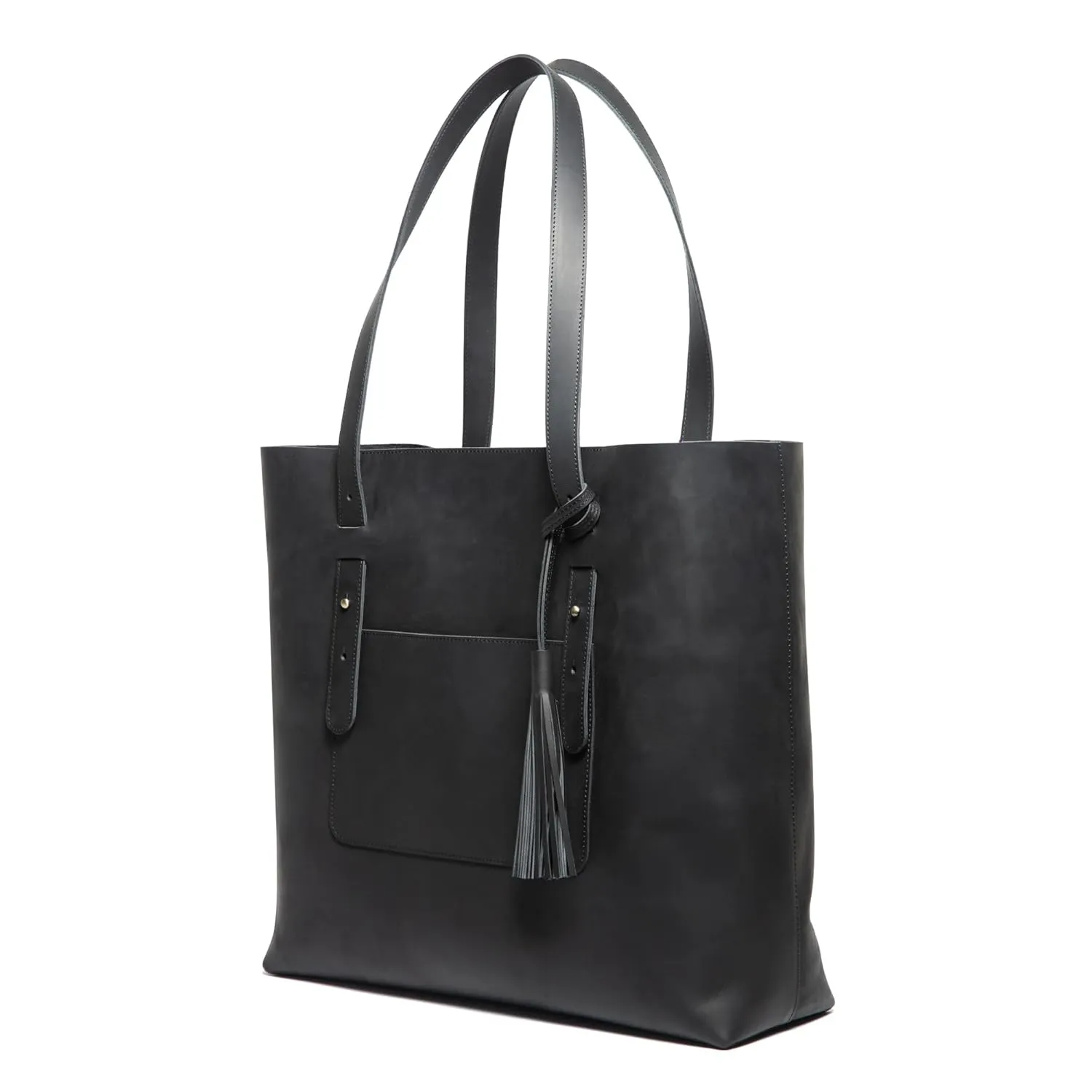 Personalized Handmade Genuine Leather Tote Bag, Black, Large
