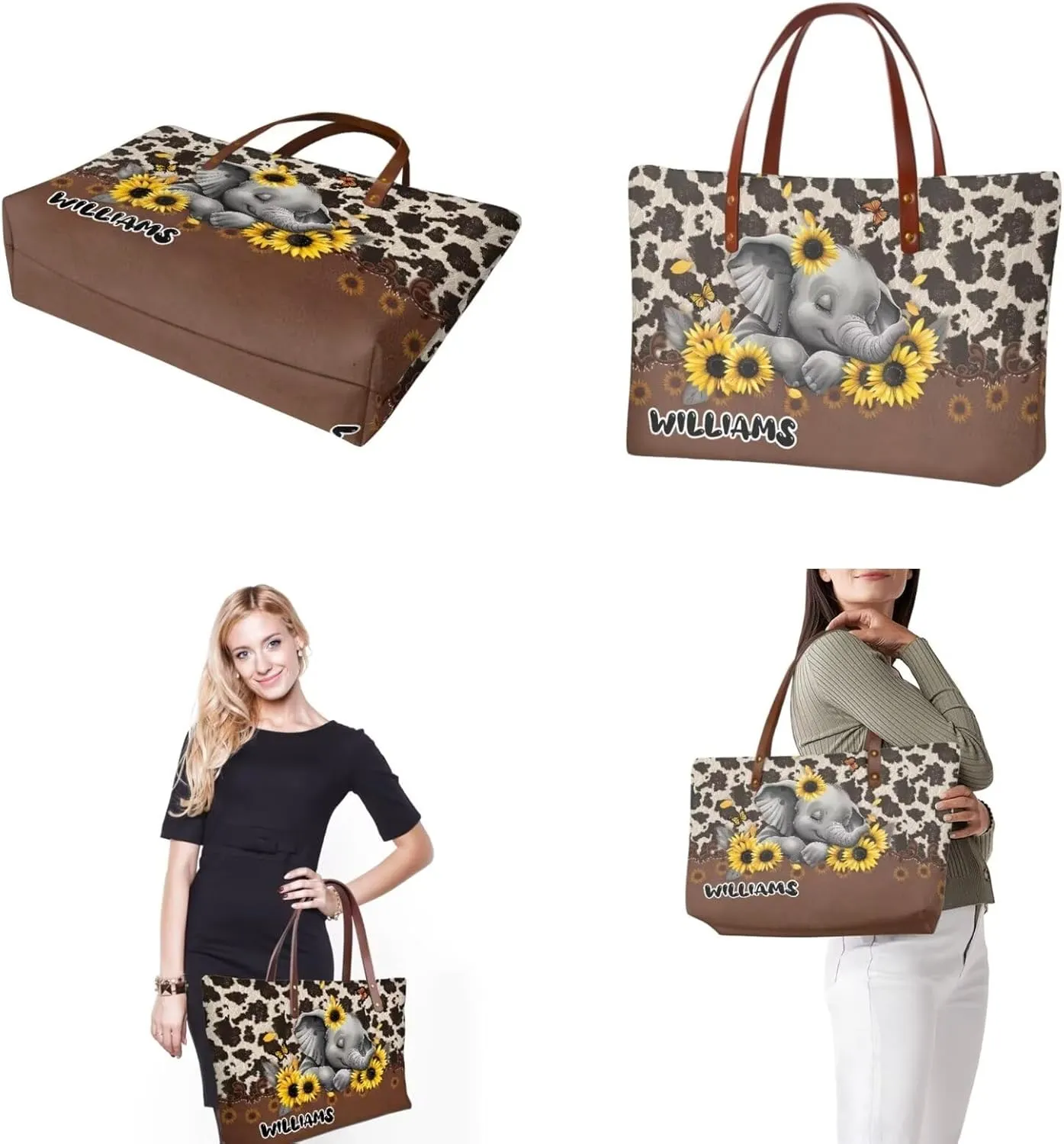 Personalized Purse 3 Pcs Custom Purse and Wallet Set with Makeup Bag Customized Tote Bag with Name for Women