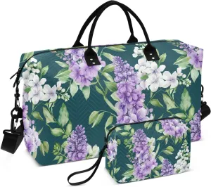 Phlox Foliage Dark Teal Sports Gym Bag for Women Men Travel Duffel Bag Weekend Overnight Carry on Bag with Toiletry Bag Training Handbag for Plane Hospital Workout Swimming Yoga