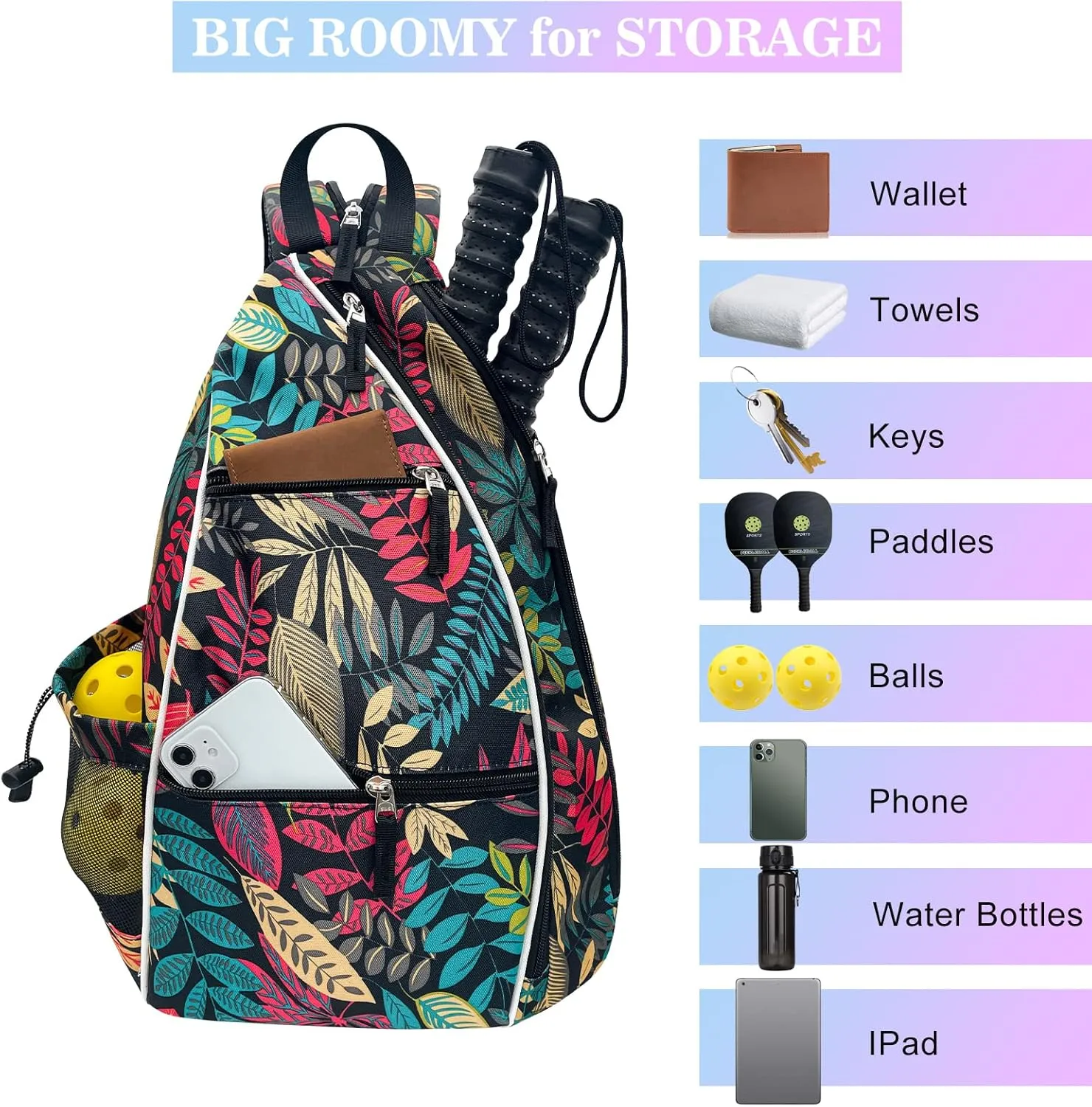 Pickleball Tennis Bag Backpack for Men Women - Sports Crossbody Franklin Pickle Ball Tennis Travel Sling Bag