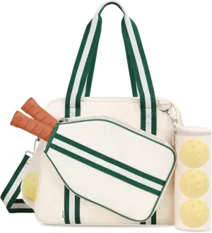 Pickleball Tote Bag for Women Men with Paddle Cover Pocket External Ball Bag and Adjustable Shoulder Strap Fence Hook