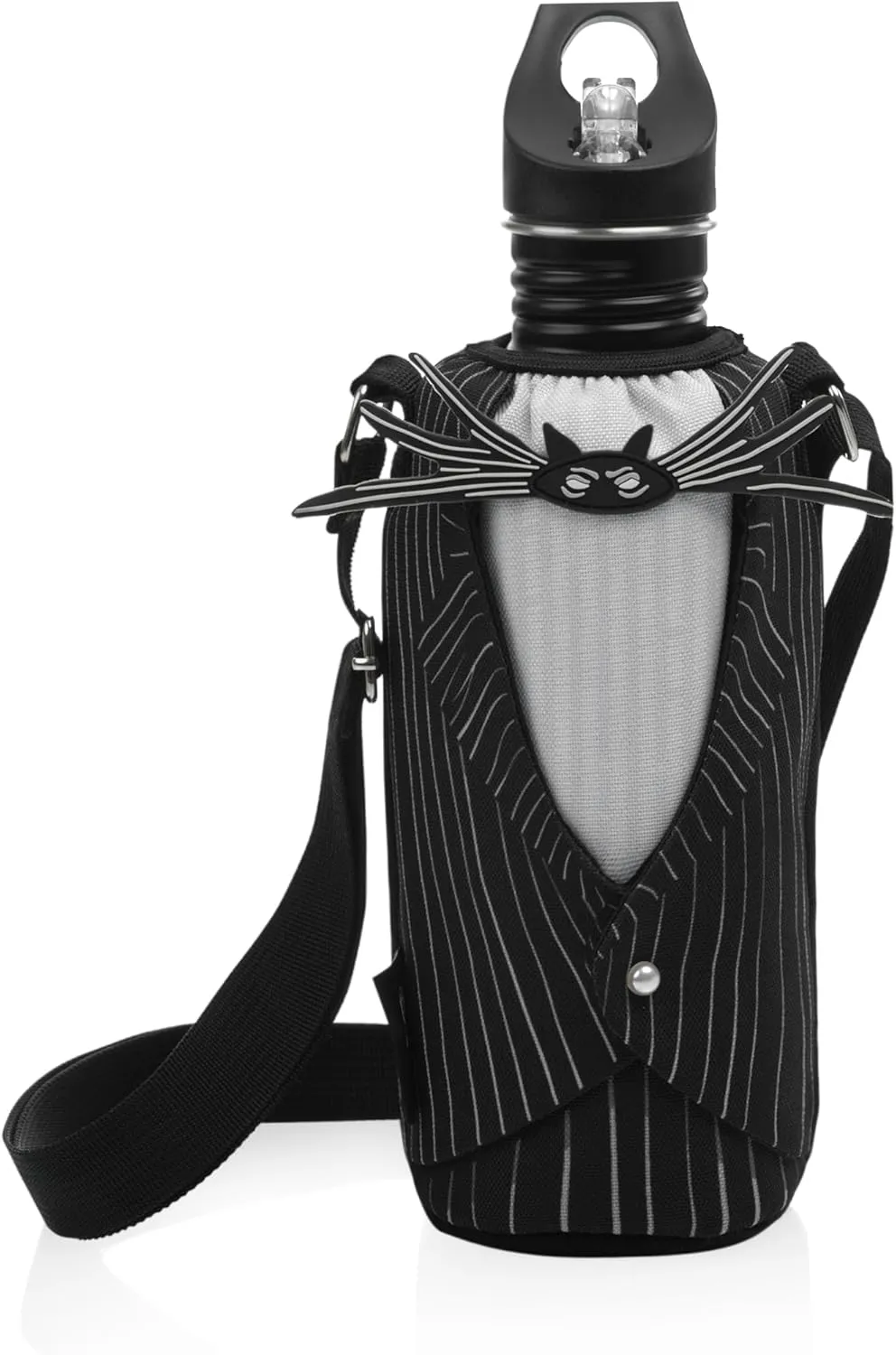 PICNIC TIME Disney Nightmare Before Christmas Jack Skellington Bottle Cooler Tote with Bottle, Water Bottle Carrier, (Black & White)