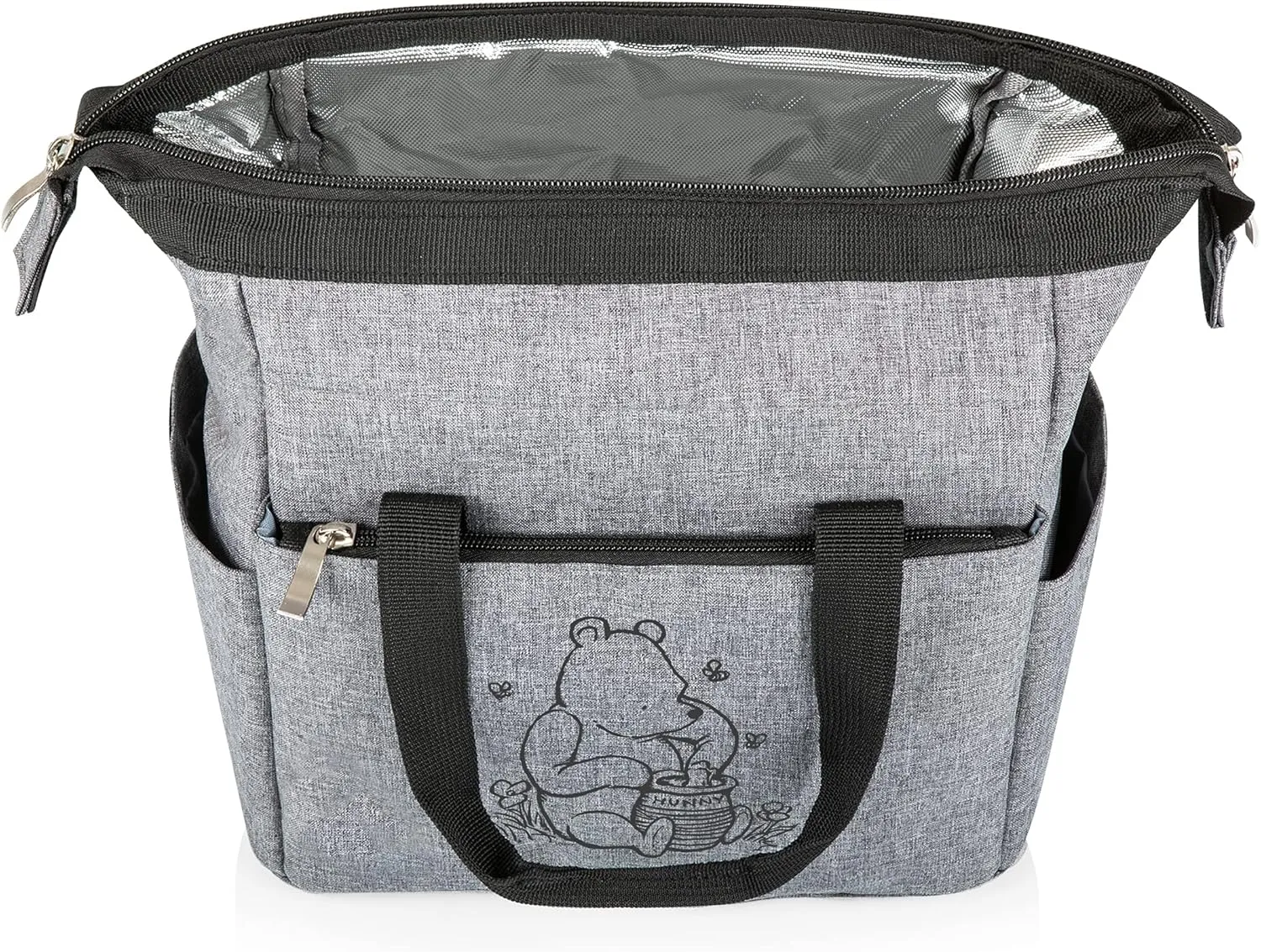 PICNIC TIME Disney Winnie the Pooh On The Go Lunch Bag, Soft Cooler Lunch Box, Insulated Lunch Bag, (Heathered Gray)