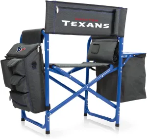 PICNIC TIME NFL Houston Texans Fusion Camping Chair with Side Table and Soft Cooler, Beach Chair for Adults, Lawn Chair, (Dark Gray with Blue Accents)