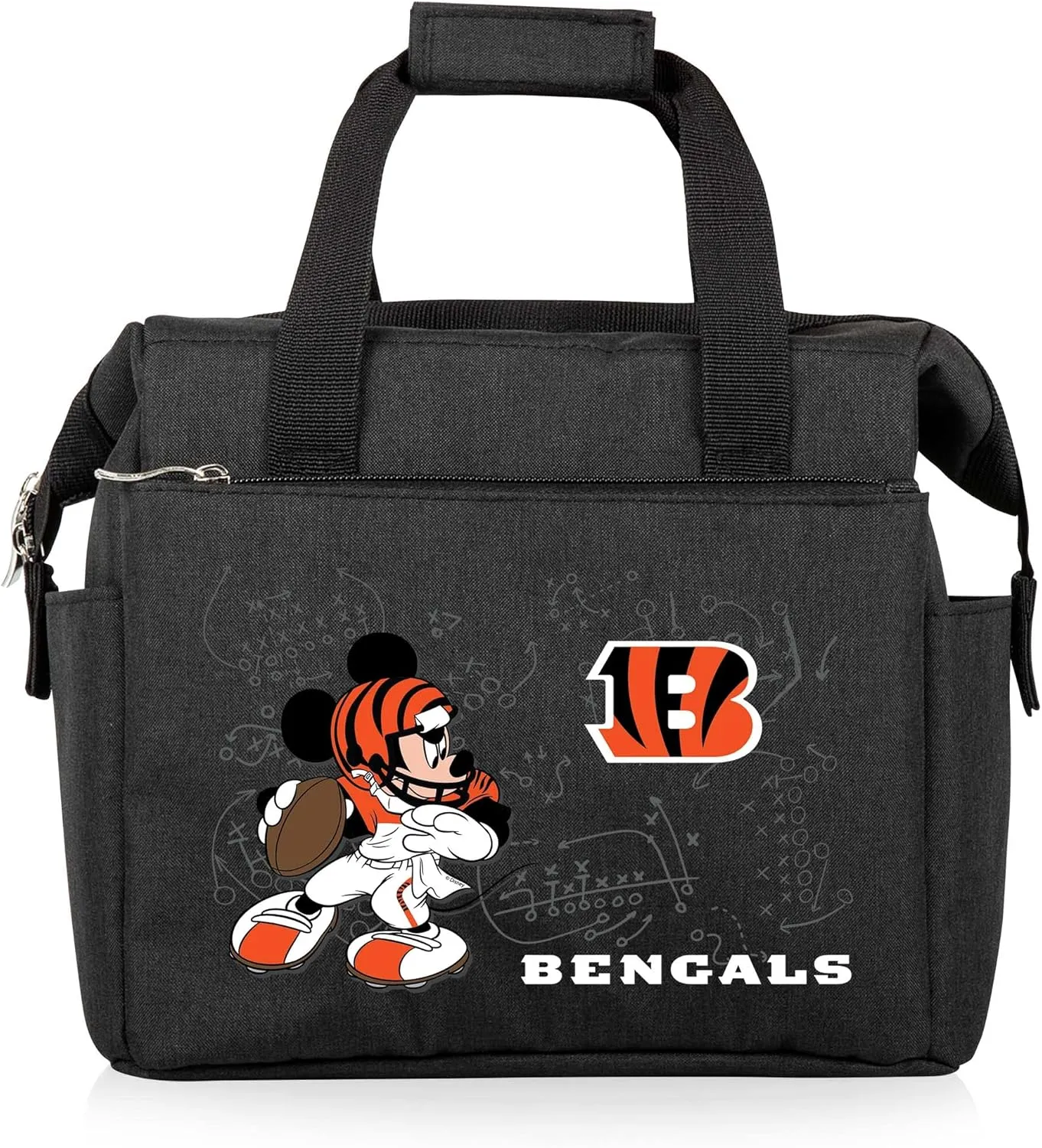 PICNIC TIME NFL Mickey Mouse On The Go Lunch Bag - Soft Cooler Lunch Box - Insulated Lunch Bag, (Black)