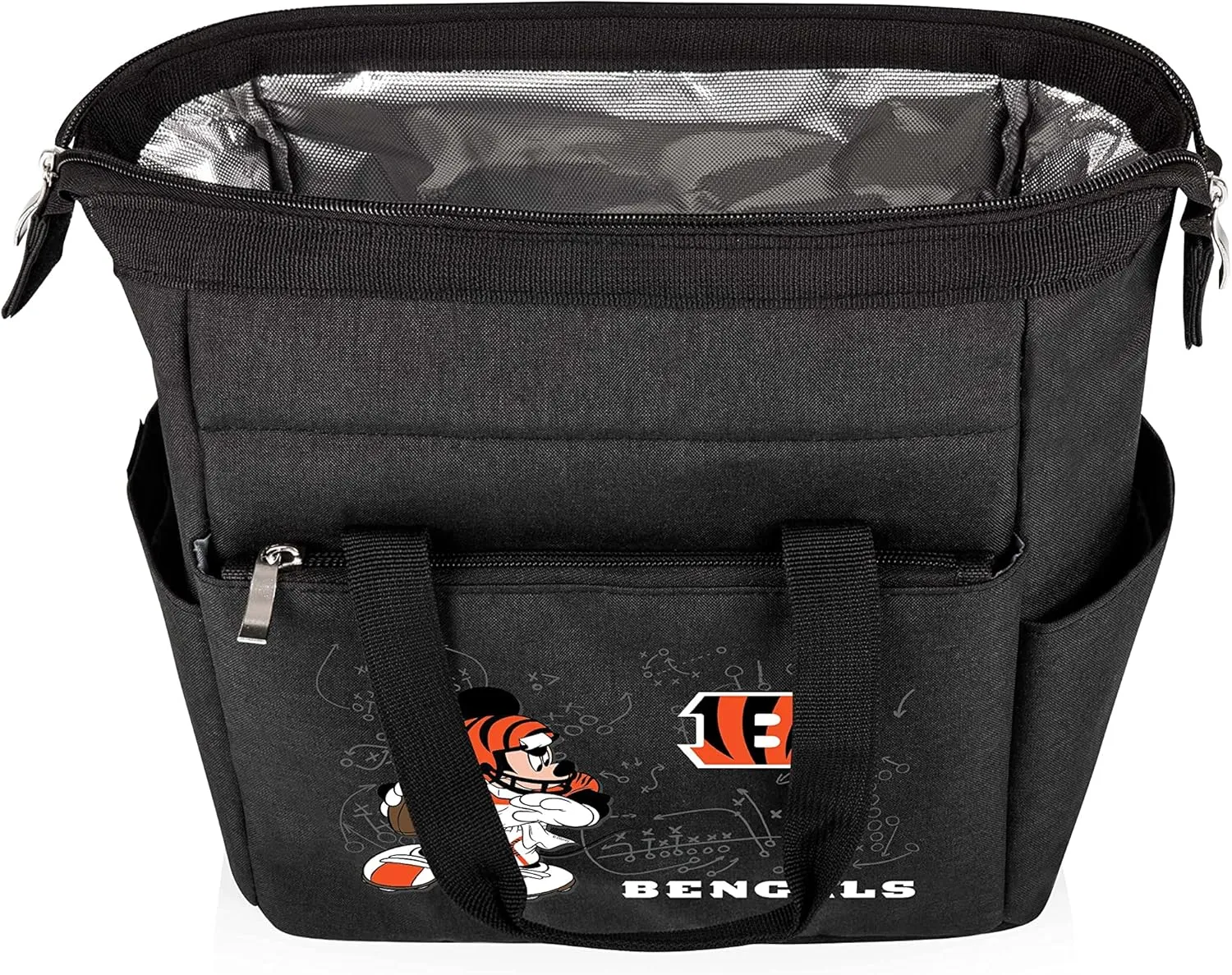 PICNIC TIME NFL Mickey Mouse On The Go Lunch Bag - Soft Cooler Lunch Box - Insulated Lunch Bag, (Black)