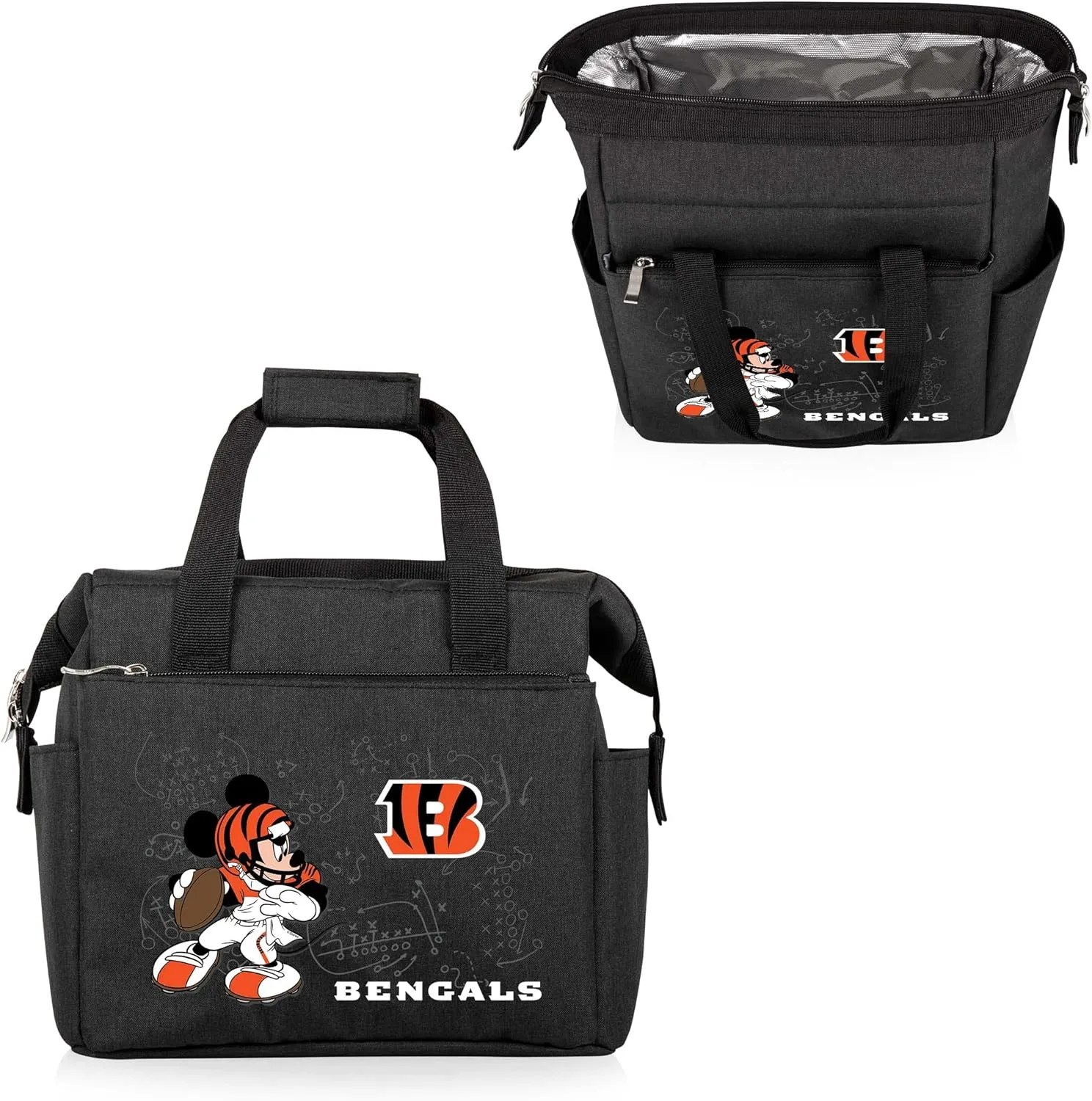 PICNIC TIME NFL Mickey Mouse On The Go Lunch Bag - Soft Cooler Lunch Box - Insulated Lunch Bag, (Black)