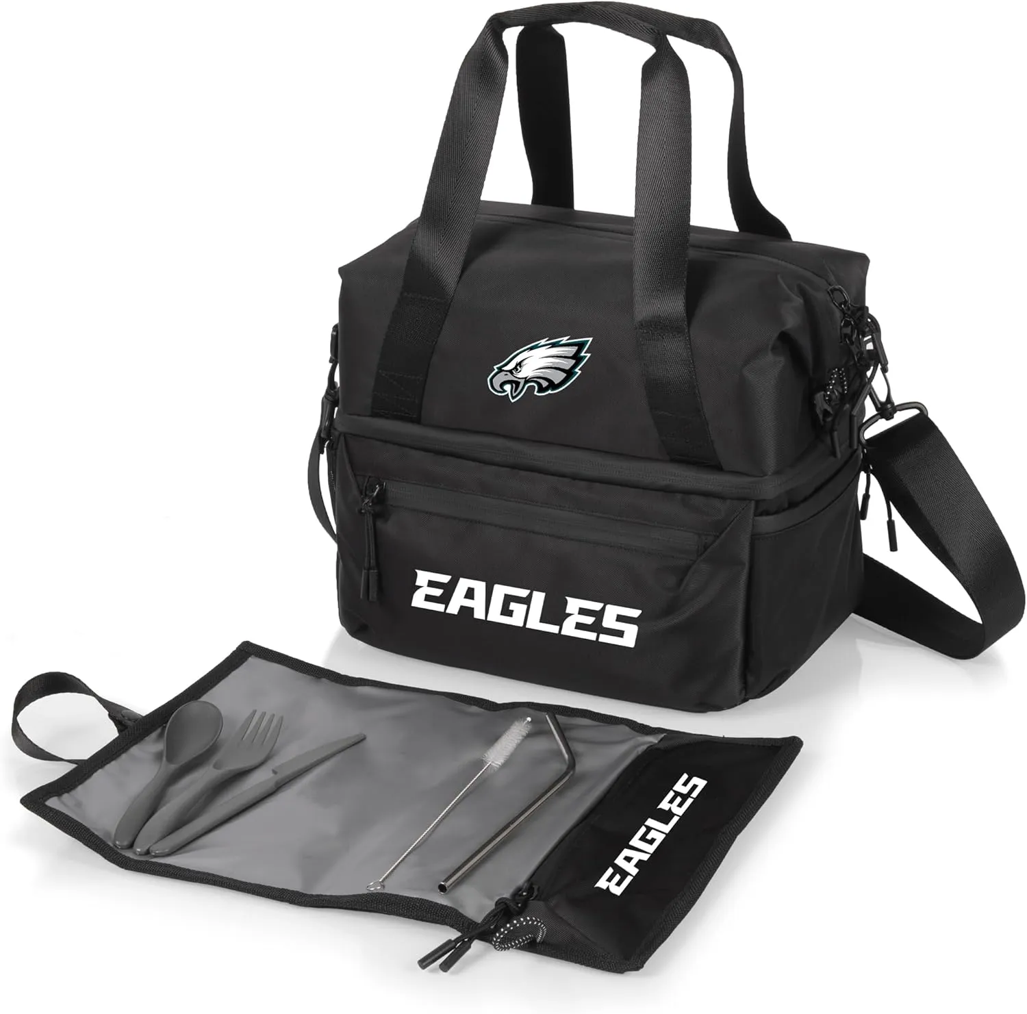 PICNIC TIME NFL unisex-adult NFL Tarana Lunch Bag Cooler with Utensil Set, Lunch Box made of Recycled Material