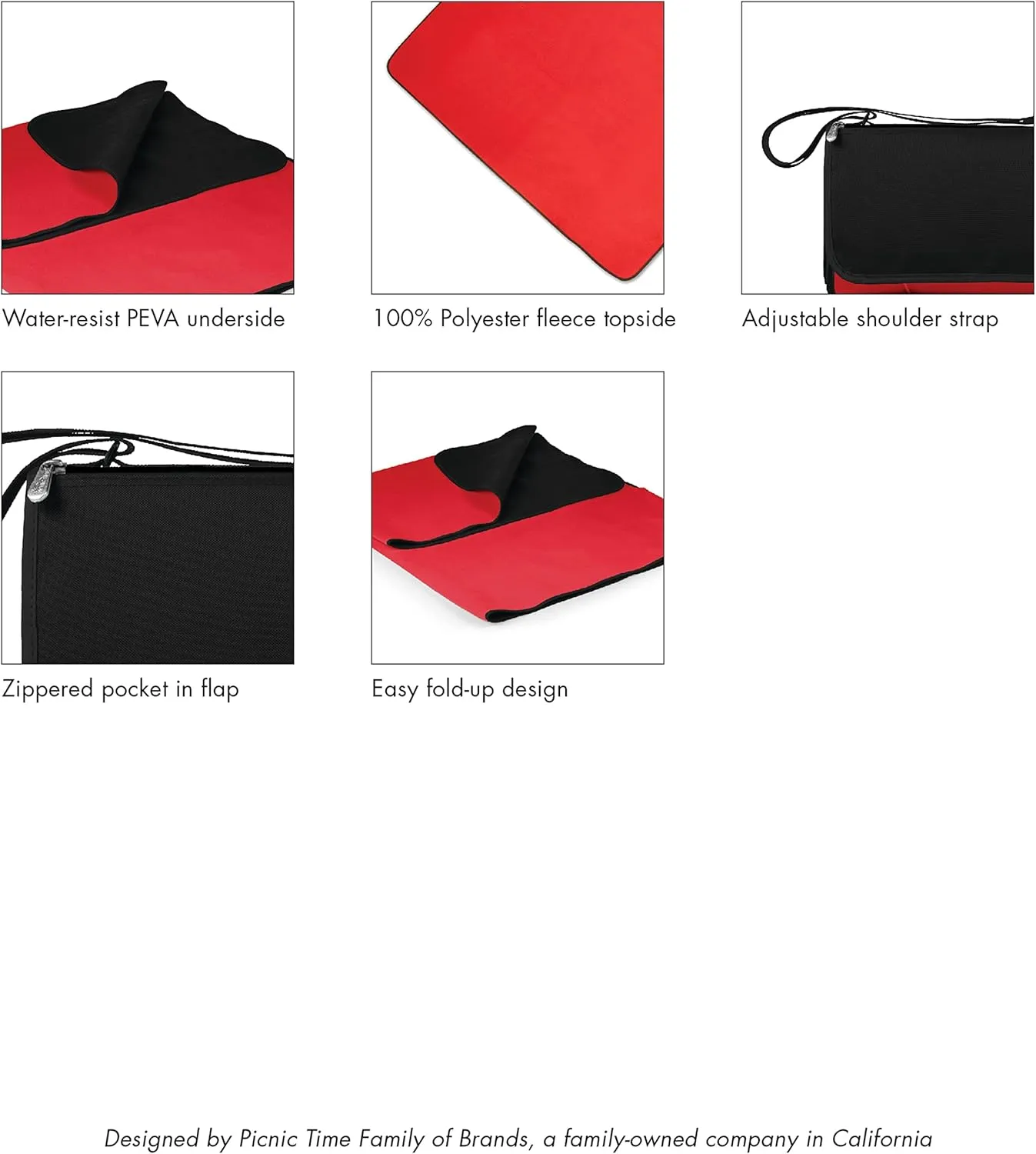 PICNIC TIME NHL Blanket Tote Outdoor Picnic Blanket, Beach Blanket, Camping Blanket
