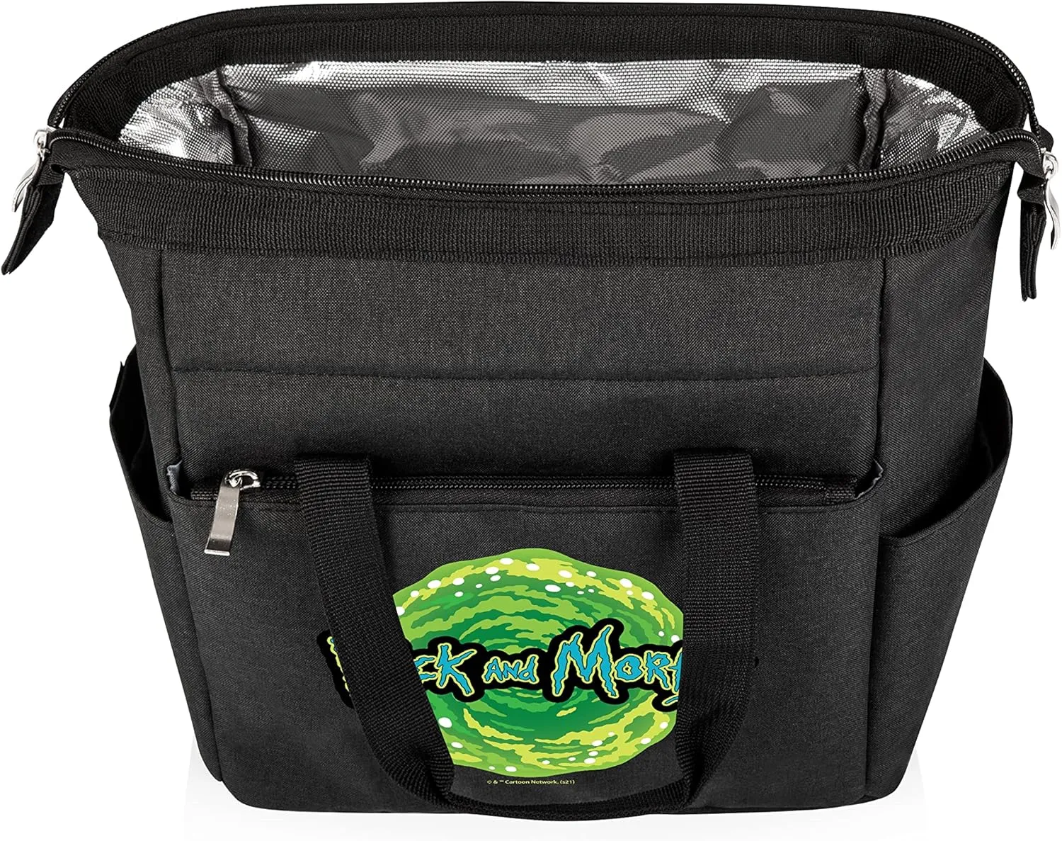 PICNIC TIME Rick and Morty On The Go Lunch Bag, Soft Cooler Lunch Box, Insulated Lunch Bag, (Black), 10 x 6 x 10.5