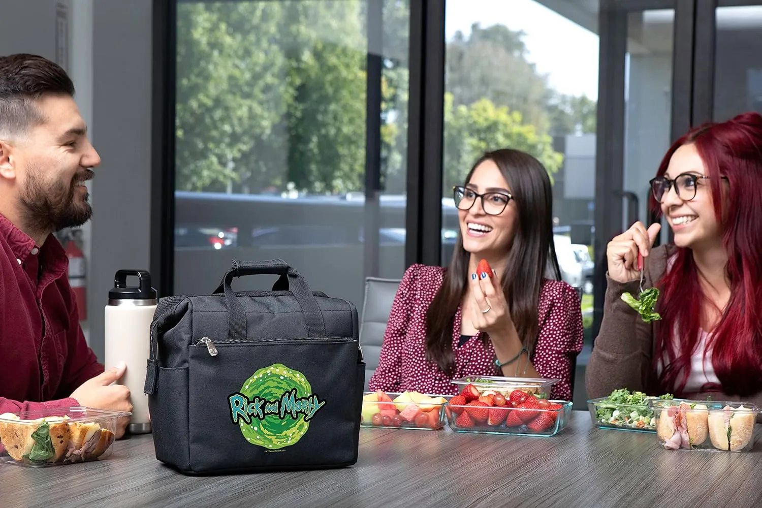 PICNIC TIME Rick and Morty On The Go Lunch Bag, Soft Cooler Lunch Box, Insulated Lunch Bag, (Black), 10 x 6 x 10.5