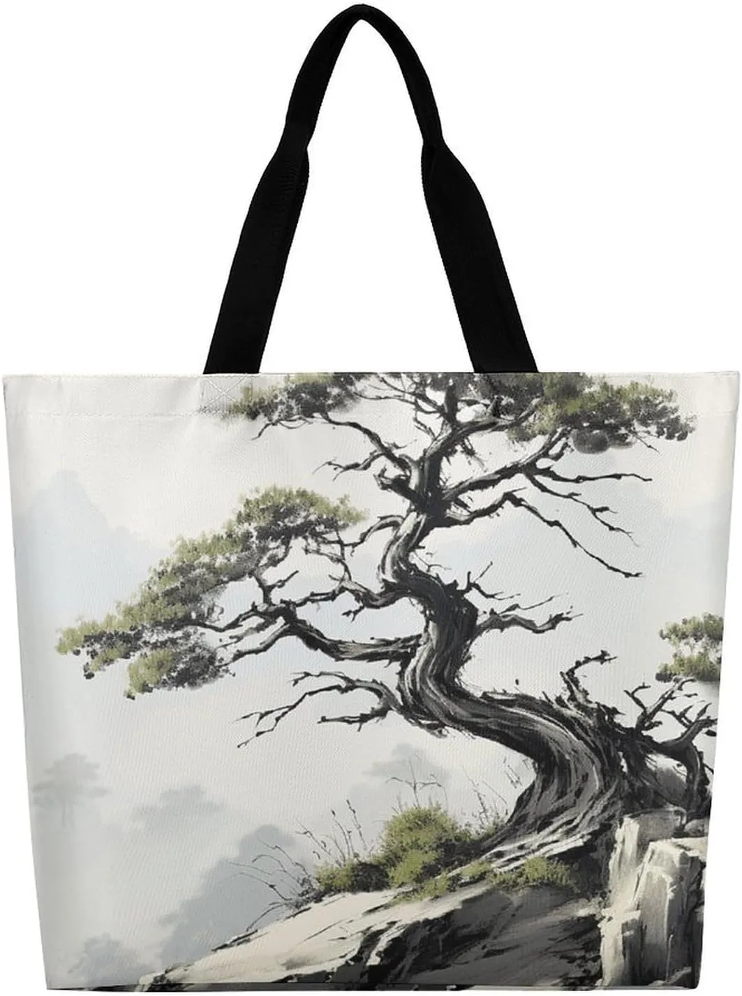 Pine On Mountain Slope Tote Bag Large Reusable Grocery Bag Fasion Handbag Women Casual Shoulder Bag for Office Shopping Travel
