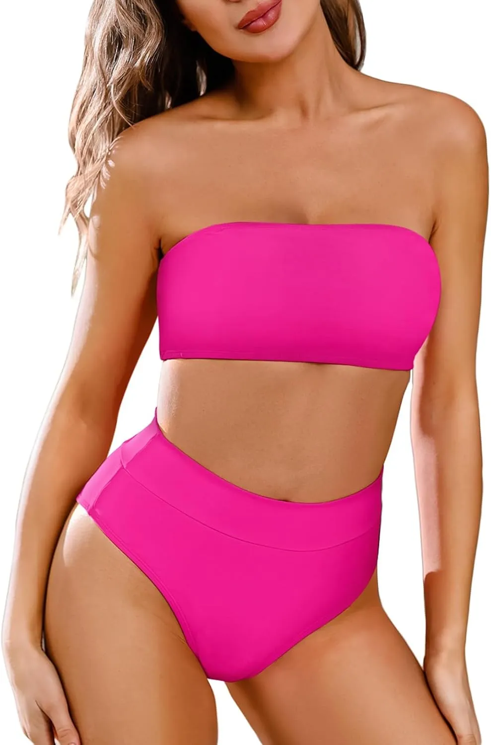 Pink Queen Women's Removable Strap Wrap Pad Cheeky High Waist Bikini Set Swimsuit