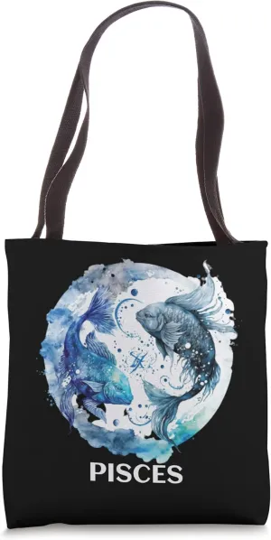 Pisces 2 Fishes Zodiac Sign Astrological Water Neptune Ruler Tote Bag