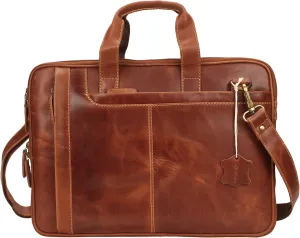 Pitaara Genuine Leather Messenger Laptop Bag For Men And Women, Fits Laptop Size 16"