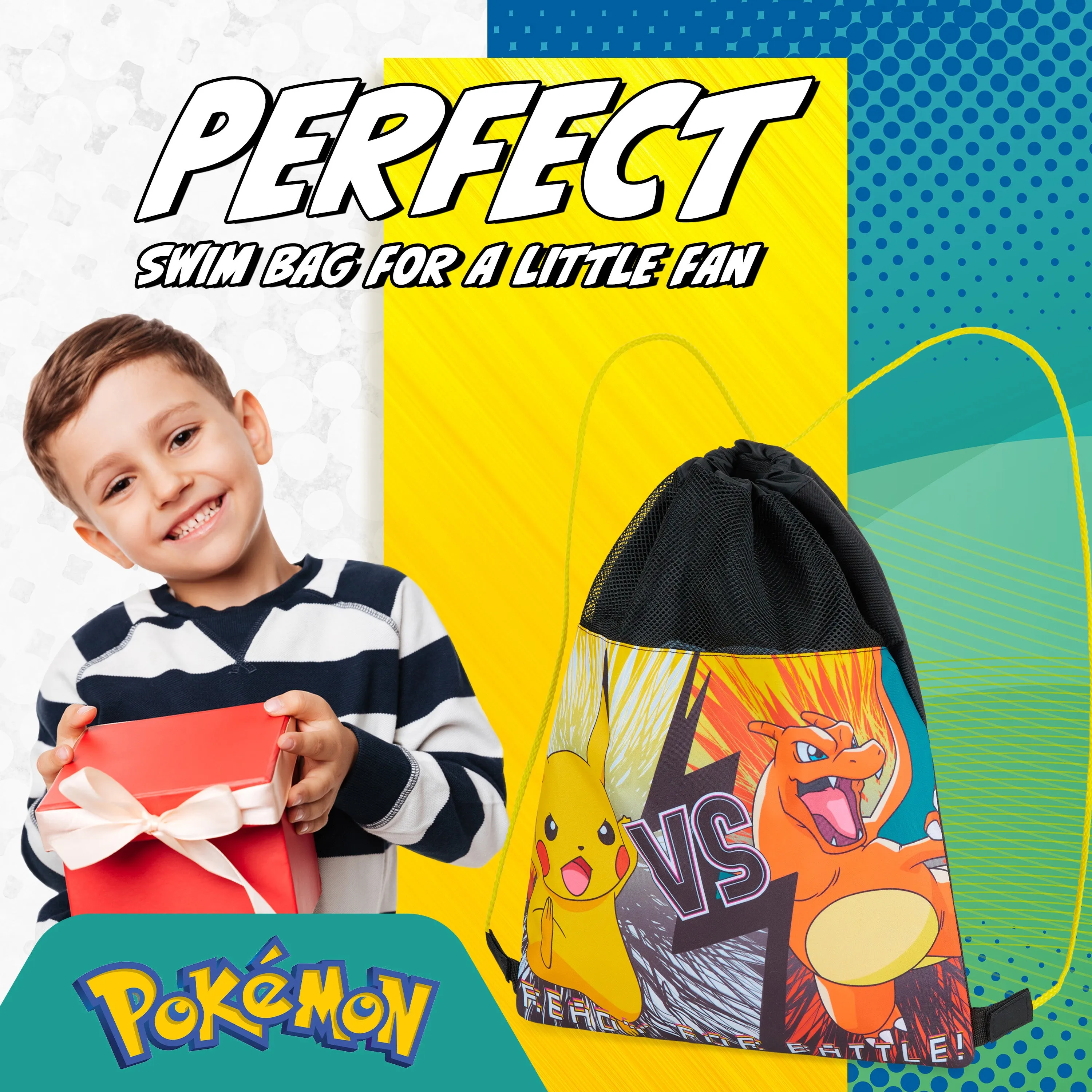 Pokemon Kids Drawstring Bags - Pikachu Swimming Bag, School, Sports, PE Bag