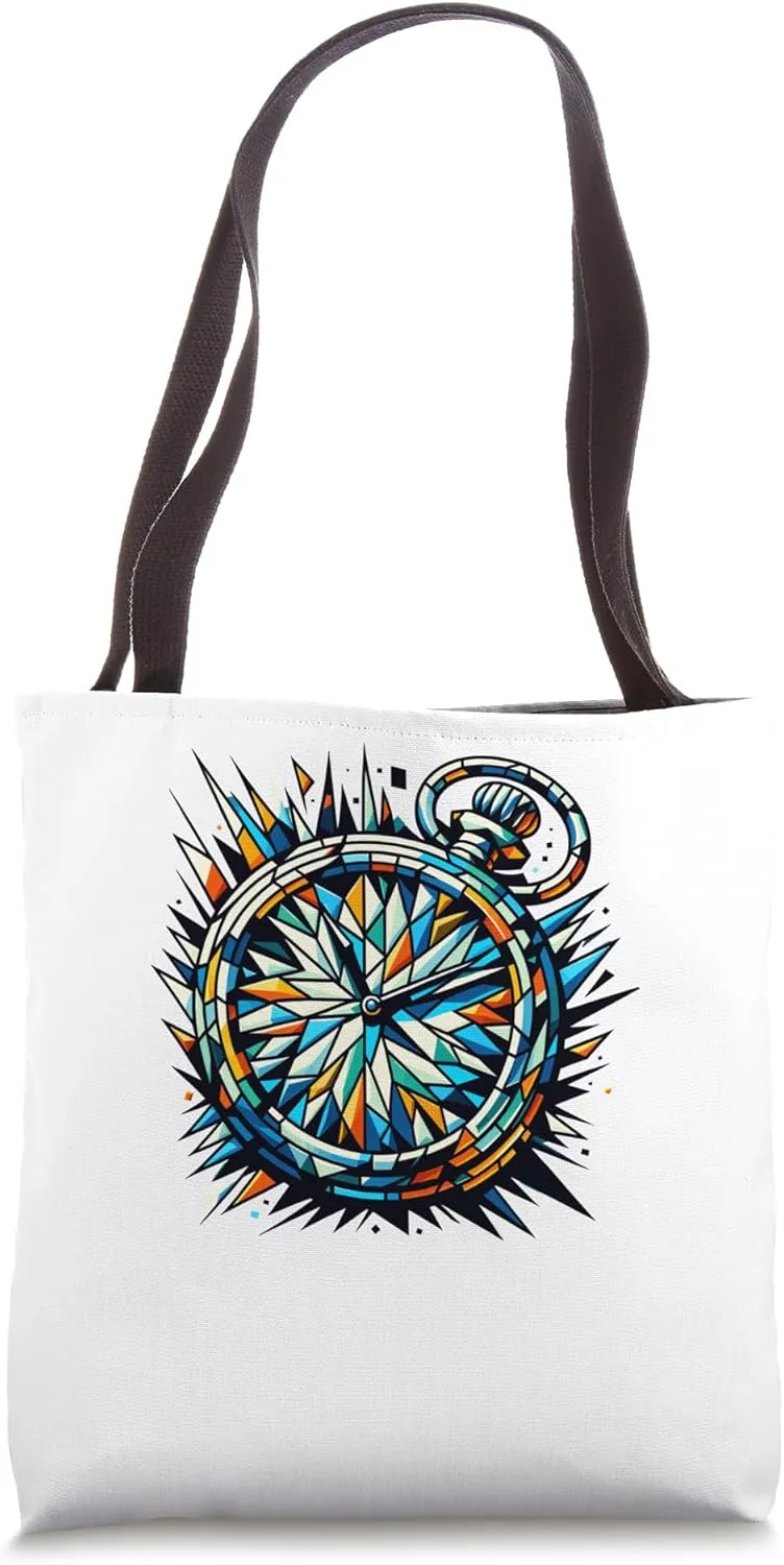 Polygon Art Vintage Pocket Watch Chain Retro Tote Bag