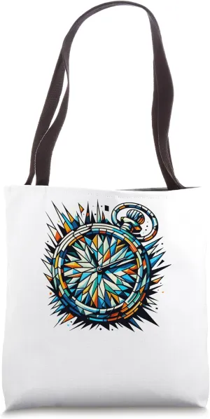 Polygon Art Vintage Pocket Watch Chain Retro Tote Bag