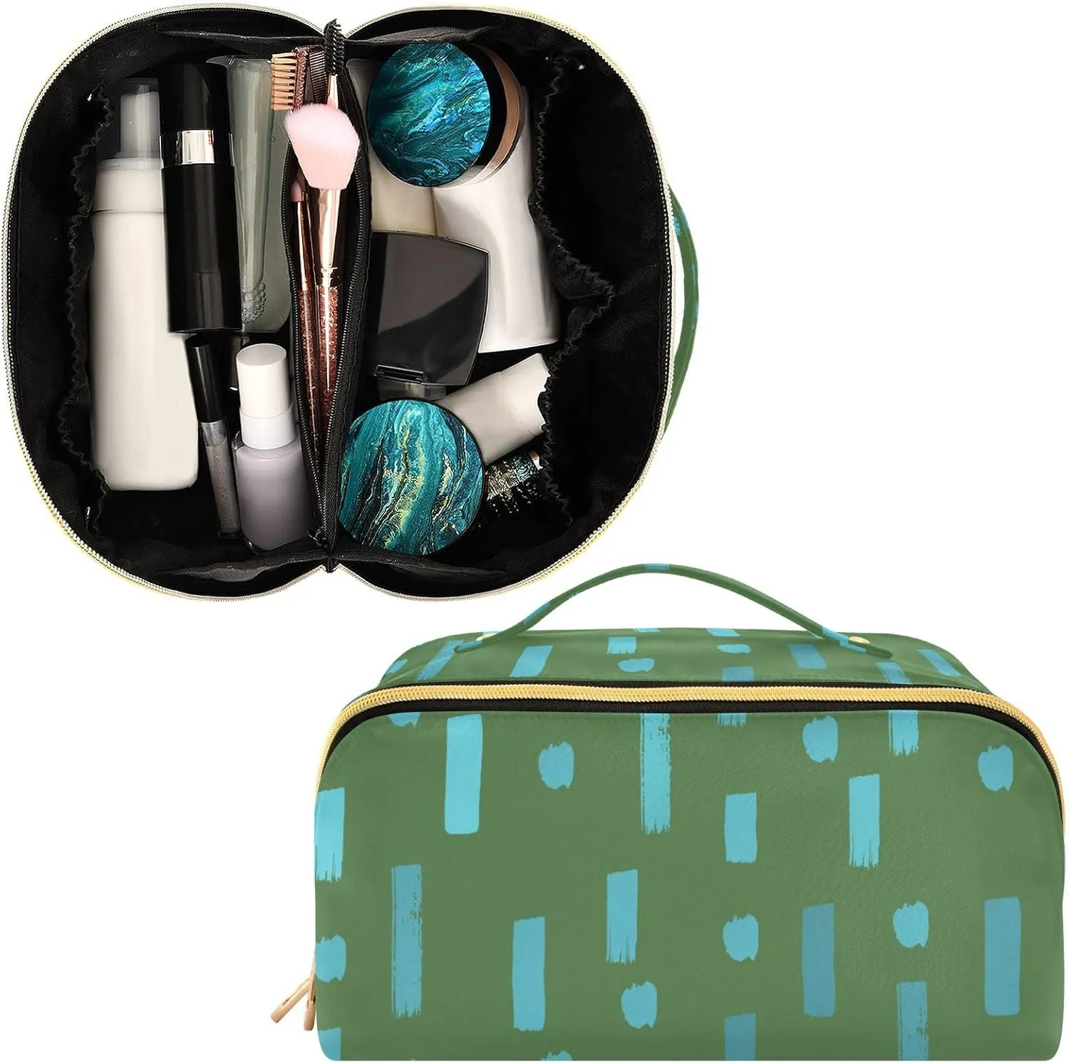 Portable Makeup Bag with Zipper Rhombus Cosmetic Bag for Travel Essentials