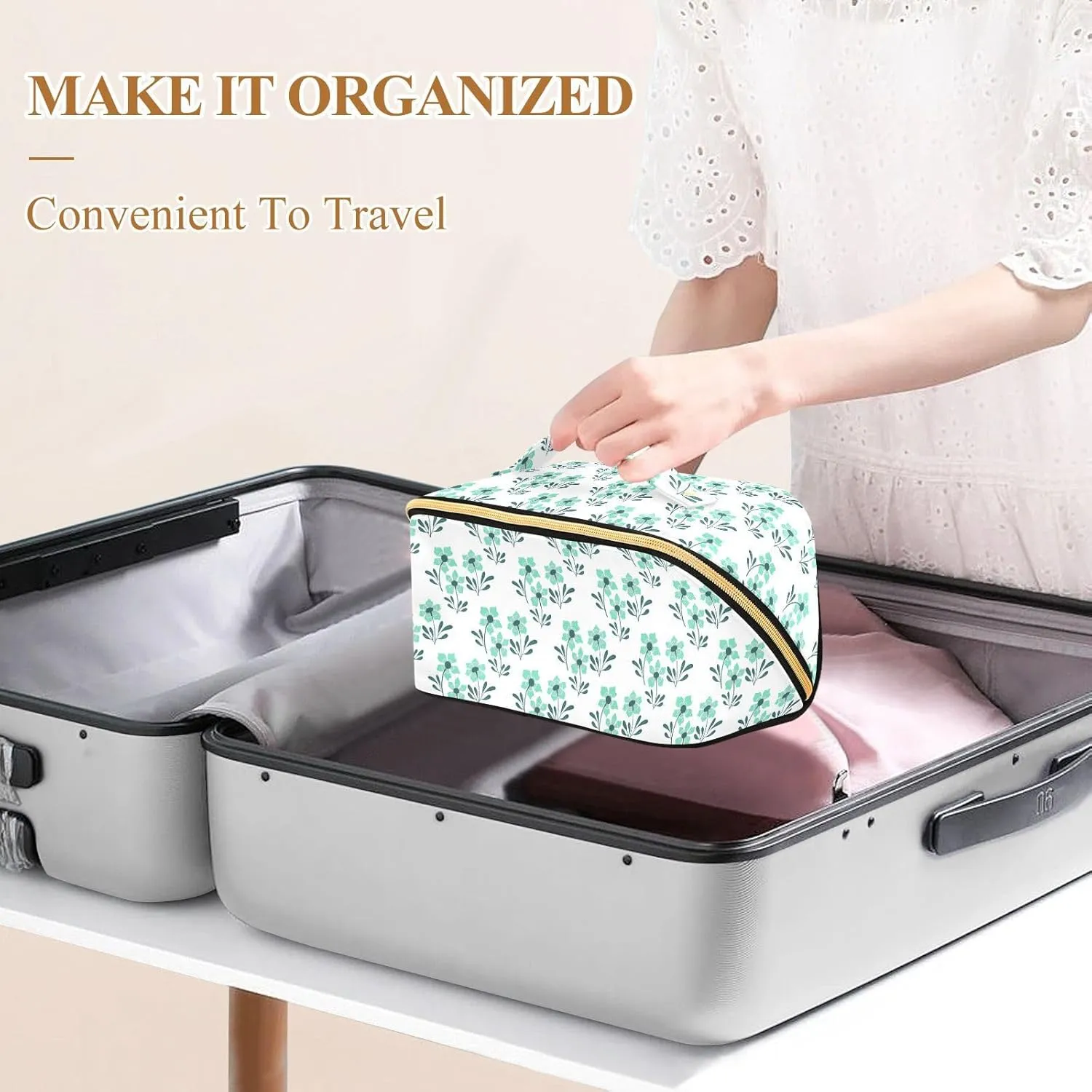 Portable Makeup Bag with Zipper Rhombus Cosmetic Bag for Travel Essentials