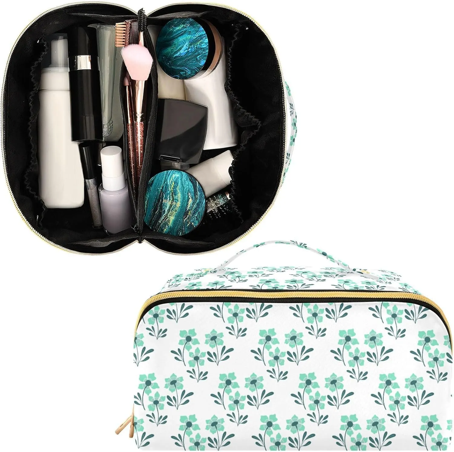 Portable Makeup Bag with Zipper Rhombus Cosmetic Bag for Travel Essentials