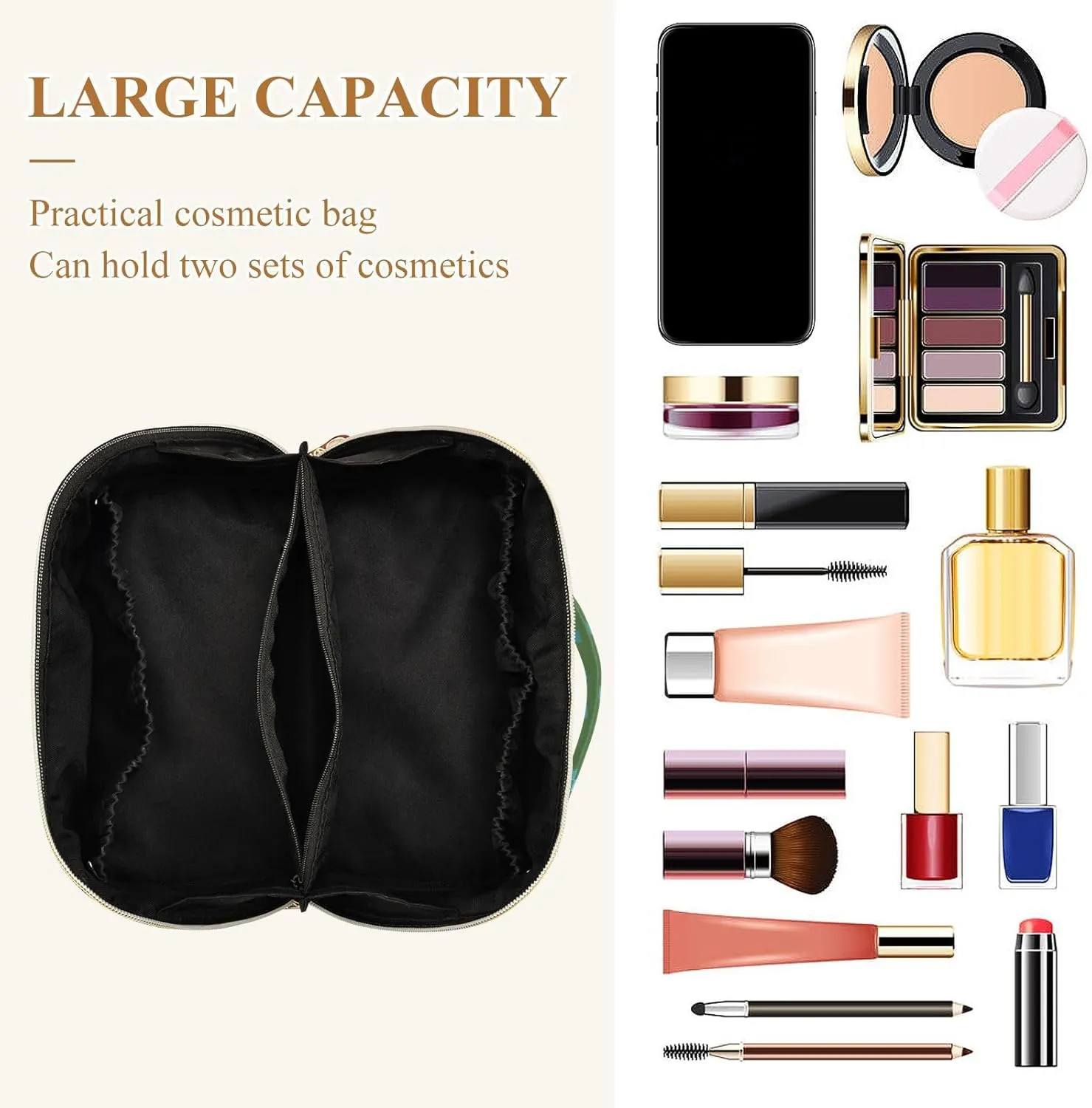 Portable Makeup Bag with Zipper Rhombus Cosmetic Bag for Travel Essentials