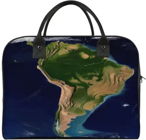 Portable Travel Bag, South America Satellite Image Print Travel Tote Bag Double Zipper Handbag Stylish Tote Bag Multi-use Travel Tote