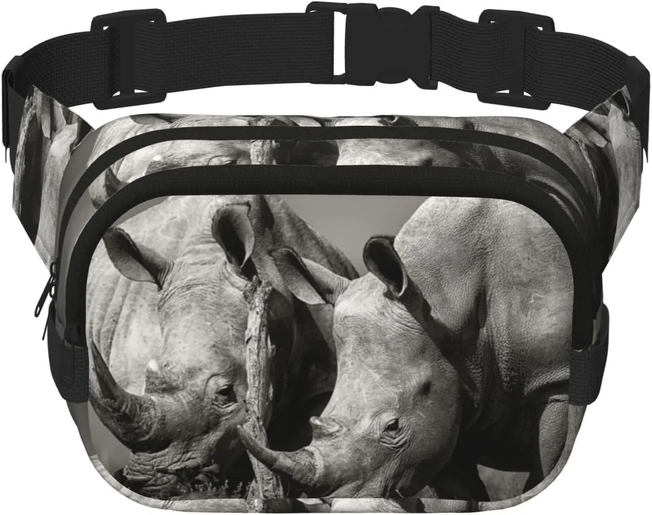 Portrait Of White Rhinoceros Fanny Pack Crossbody Waist Bag For Women Men Adjustable Casual Workout Belt Bag