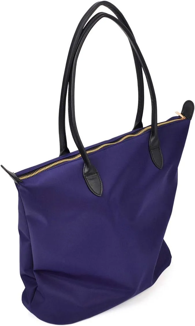 Premium Large Nylon Tote Water Resistant Top Zip Shoulder Bag Handbag